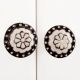 White Floral Black Circle Knob